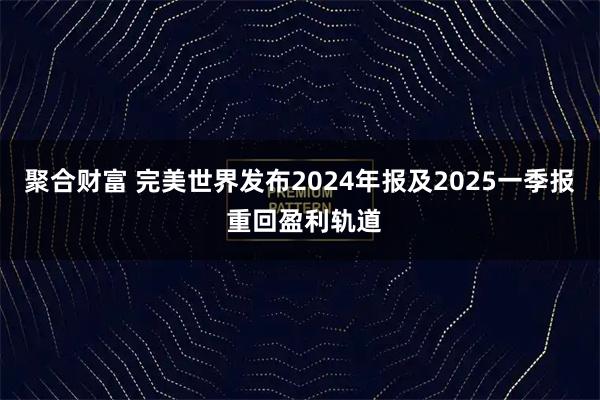 聚合财富 完美世界发布2024年报及2025一季报 重回盈利轨道