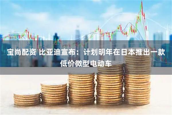 宝尚配资 比亚迪宣布：计划明年在日本推出一款低价微型电动车